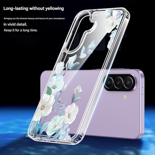 Image of Elzzi Clear Transparent Flower Cover for Samsung A37 5g Case Shockproof Case Floral Design Full Camera Protection Shockproof PC+TPU Covers for Girls & Women (Blue)