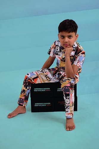 Image of 3BROS Unisex Pure Cotton Short Sleeve Kids Night Dress for Boys & Girls Nightwear /Sleepsuit /Sleepwear /Loungewear Night Suit for Boys and Girls Top and Pyjama Combo Set | JB20HS6031-Parent