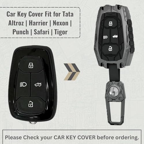 Image of Metal Keycover for Punch, Harrier, Altroz, Nexon, New Safari, Bolt, Tiago, Tigor 4 Button Smart Key