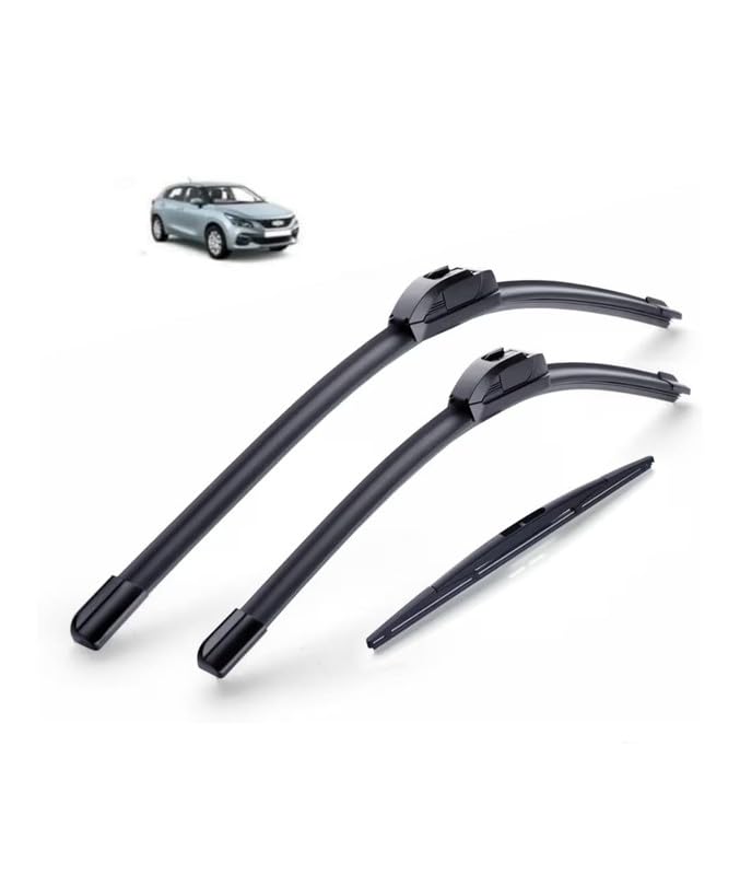 Frameless/Soft Wiper Blades and Rear Wiper Blade Compatible with Maruti Baleno 2022 Onwards(21"18"12"Front Rear Wiper Blade Set)