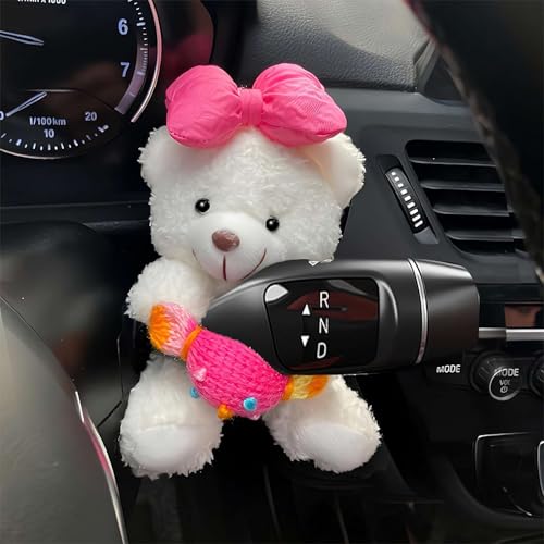 Car Decoration Bear, Wiper Shift Handle Decorative Doll, for Windshield Wiper Gear Lever Wiper Shift Grip Ornament, Personality Car Plush Doll Decoration, Cute Creative Gift Car Decor (Bow)