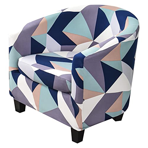 Cjc Club Chair Slipcover,Stretch Printed Tub Chair Cover Printed Barrel Chair Slipcover Armchair Sofa Cover Removable Elastic Furniture Protector,2-Piece Arm Chair Cover(P-Geometric Colorful,1Pc) #TOP22