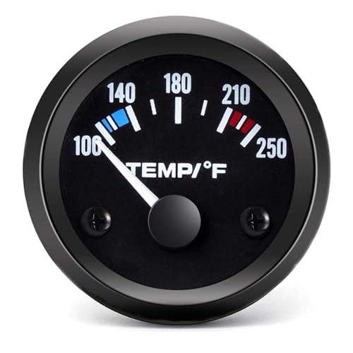 BLLYOGU 2 52mm Water Temperature Gauge 100-250 with Sensor 12V Digital Temp Meter Kit for Marine Boat Car Truck Automotive Engine Cooling System (Black)