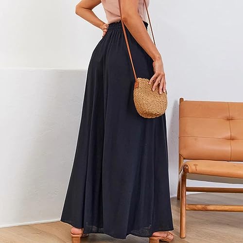 Wide Leg Palazzo Pants for Women with Pockets Elastic Causal Pants Women Summer for Beach Travel Trousers3