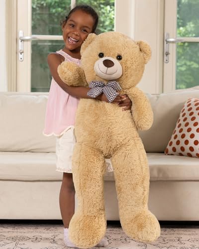 Image of MaoGoLan Giant Teddy Bear Plush Toy - Ultra Soft & Cute Large Stuffed Animal 39 inches, Perfect for Baby Showers, Birthdays, Valentine's Day Gifts (Kids, Couples, Family), Tan