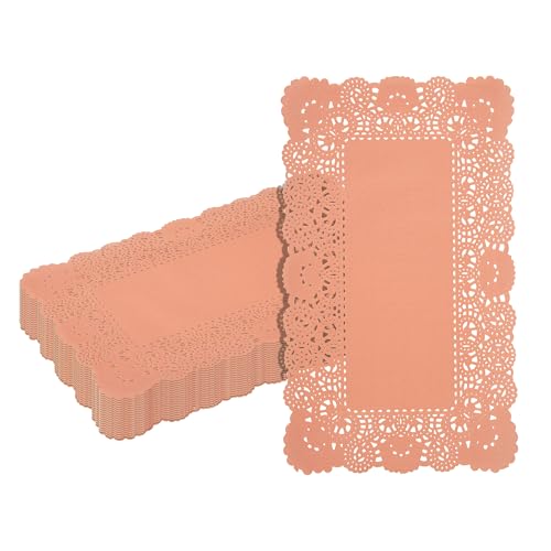 Restaurantware 12 x 7 in Coral Paper Lace Doilies, Rectangle, 100 Ct