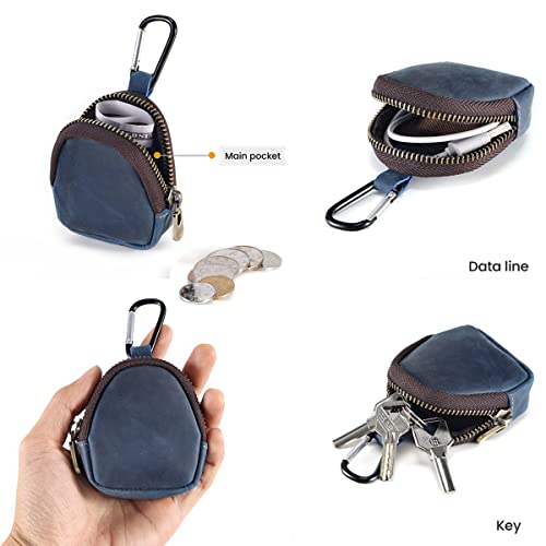 Coin Purse Keychain, Professional Pouch Accessories for Men, Small Round Coin Holder Pouch as Wallet, Change Purse, EDC Pouches(Brown)3