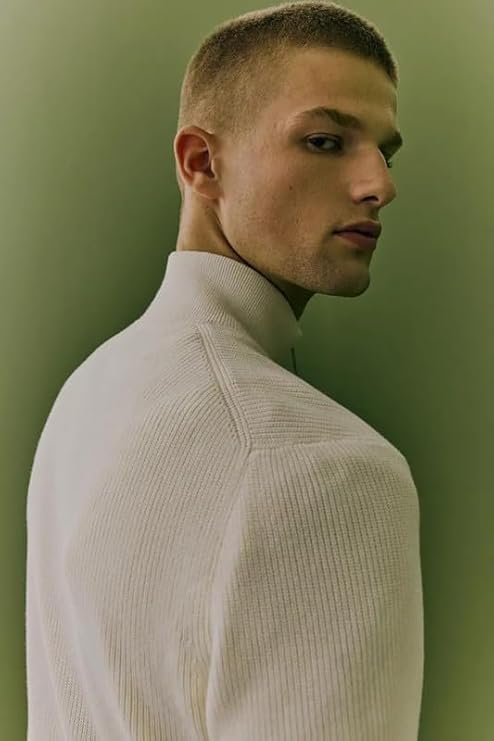 Image of Solid Half Zipper Long Sleeve Winter Wear Pull On Sweatshirt for Mens