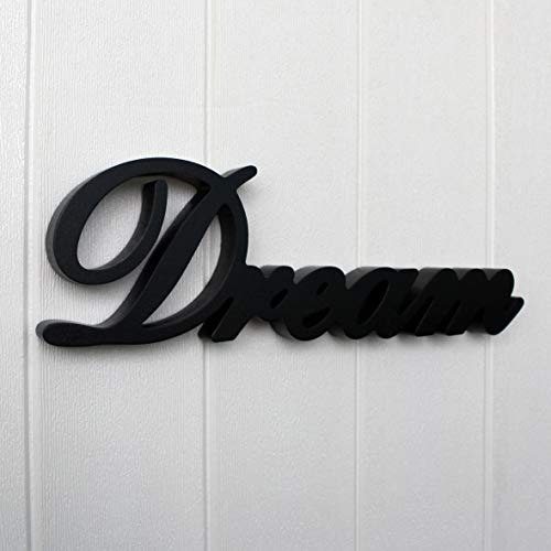 CVHOMEDECO. Matt Black Wooden Words Sign Free Standing "Dream" Desk/Table/Shelf/Home Wall/Office Decoration Art, 14 x 4.25 x 1 Inch - Image 4