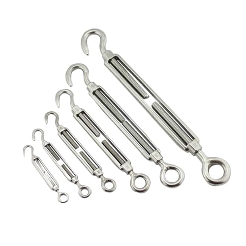 Tensores para cables BREAKA de acero inoxidable 304 tipo gancho y ojo M6 2 piezas miniatura 1
