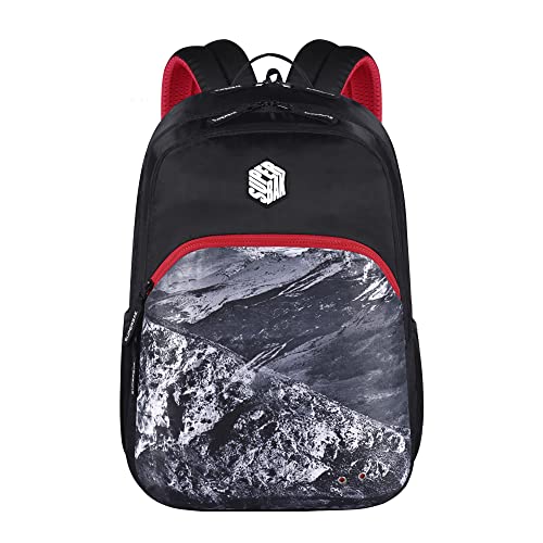 Image of Montana 39 Ltrs School Laptop Backpack (Black-Red), One Size (LBPMNTNA0109)