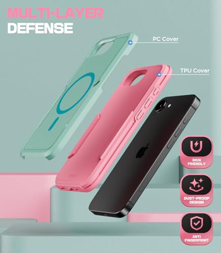 Coque iPhone 16e bicolore vert rose MobNano DBM legere