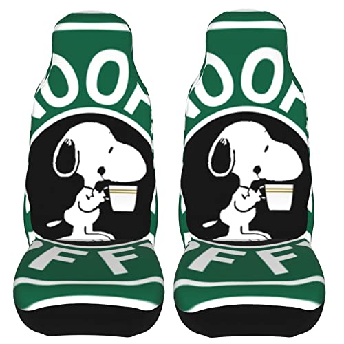 カーシートカバースヌーピー アニメ 前席用 2枚セット カー用品 防汚 軽 気性 洗える 普通車 適用 フロント 取付簡単 軽自動車 シートカバー 背面フルカバー ブラック 運転席 助手席 車用 シート カバ