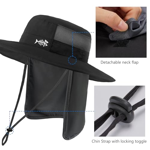 Image of BASSDASH UPF 50+ Sun Fishing Hat Water Resistant with Detachable Neck Flap