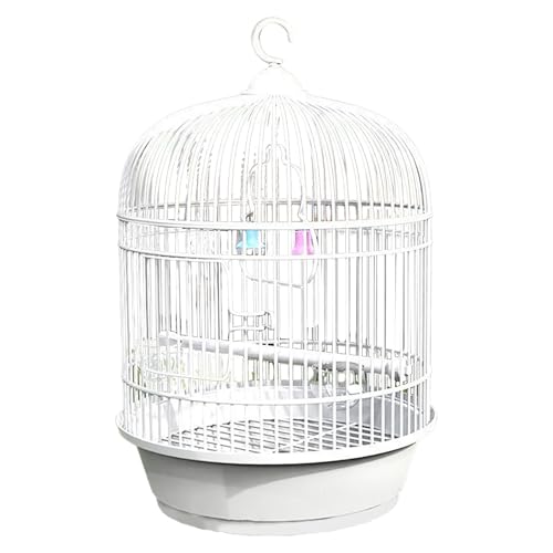 2026 Cage à oiseaux, ronde, portable, main courante, petite cage à oiseaux, cage de voyage pour inséparables, perruches, 1 pièce, (blanc, 37 x 23,5 cm)