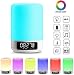 Night Light Bluetooth Speaker, Touch Sensor Bedside Table Lamp with Digital Alarm Clock, LED Color Changing Portable MP3 Player Gifts for Kids Teens Bedroom Party
