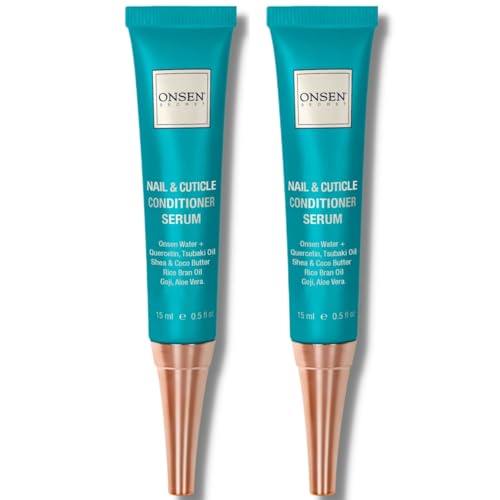 Onsen Cuticle Cream 2pk, Cuticle Oil in Deep Action – Japanese Natural Healing Minerals Nail Care Serum. Soothe, and Strengthen Cuticles & Nails, Visible Results, Non-Greasy – 2×15 ml