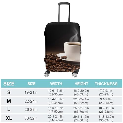 Coffee Cup And Coffee Beans Luggage Cover Elastic Suitcase Protector Case Anti-Scratch Washable Baggage Covers Protector For Traveling, Aircraft Consignment S2
