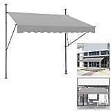 YARDIN Markise Balkon Klemmmarkise Sonnenmarkise Handkurbel Einziehbar Manuell höhenverstellbar,UV-beständig,Sonnenschutz, für Innenhöfen Balkonen Restaurants Garten Grau,250 x 120cm