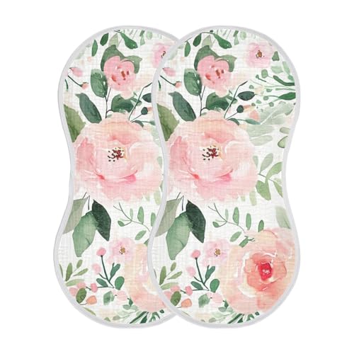 Baby Burp Cloths, Soft Absorbent Burping Cloths for Babies, Cotton Milk Spit Up Rags, Large Size for Newborns, Baby Boys and Girls (Floral Bouquet)2
