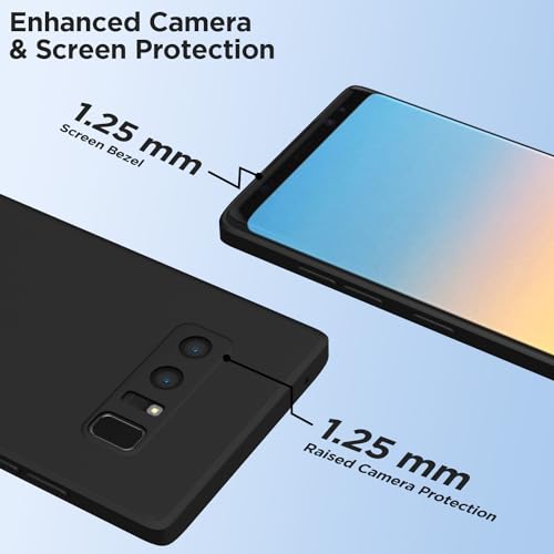 Image of Outlouders Back Cover for Samsung Galaxy Note 8 | Camera Protection | Durable Soft Matte Silicone Bumper Case (Black)