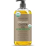 Majestic Pure Organic Castor Oil 8 Fl Oz - 100% Pure and Natural - Premium Grade Carrier Oil - Hair, Eyelashes and Eyebrows - Hair Oil and Body Oil - Cold Pressed - Hexane Free