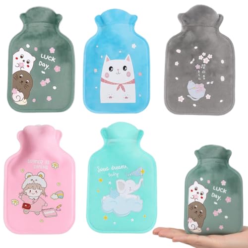 Mini Wärmflasche 5er Set, Kleine Wärmflasche Für Unterwegs, Ideal Als Handwärmer Und Geschenk, 30 x 20 cm, Niedliche Motive Für Kinder Und...