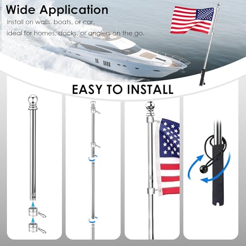 Mât de drapeau de bateau en acier inoxydable de 1,2m finition marine