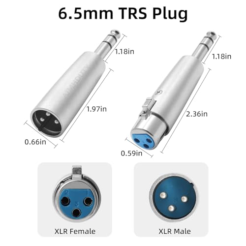 Adaptador 1/4'' TRS a XLR 4 piezas miniatura 2