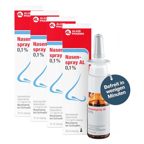 ALIUD PHARMA Nasenspray AL 0 1% Lösung 10 ml 4 Packungen: Mit abschwellender Wirkung bei verstopfter Nase wegen Schnupfen