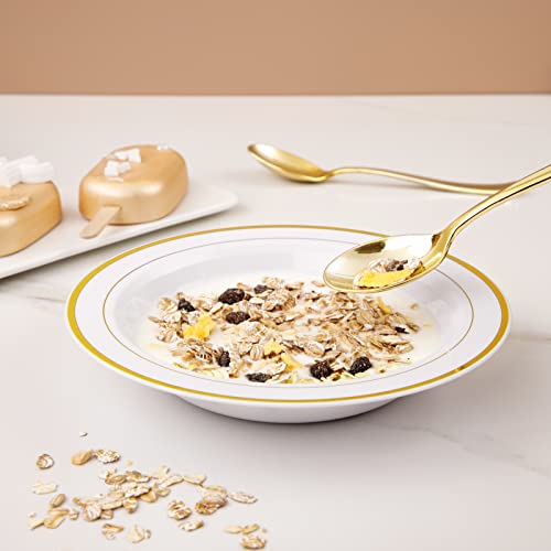 Liacere 200 Pack Gold Plastic Spoons - 6.7 inch Heavy Duty Plastic Spoons - Heavyweight Gold Disposable Spoons for Parties & Weddings & Restaurants & New Year - Thumbnail 4