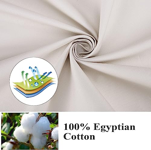 Image of 100% Egyptian Cotton Pillow Protectors Set of 4, 600 Thread Count King Size Bed Pillow Cases with Zipper, Sateen Weave Cooling Pillow Cases Quiet and Breathable Easy Care (4PCS, King, Light Beige)