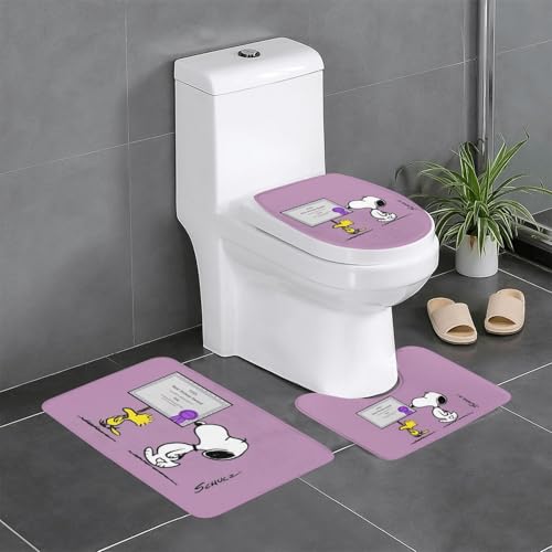スヌーピー かわいい アニメ 3点セット バスマット トイレマット 便座カバー フタカバー 滑り止め 吸水 人気 漫画 足ふきマット 暖房 ふんわり 洗える 抗菌 防臭