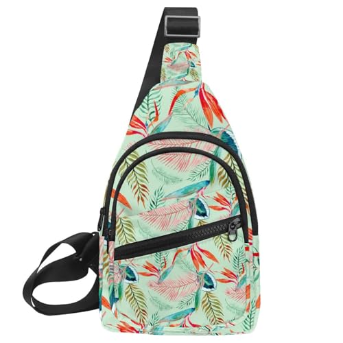 Bolso bandolera de hojas verdes y naranjas para senderismo y viajes