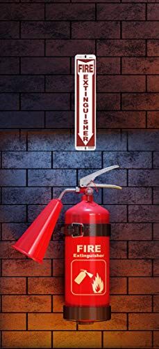 Hillman 844112 White and Red Aluminum Fire Extinguisher Sign with Arrow Symbol, 4