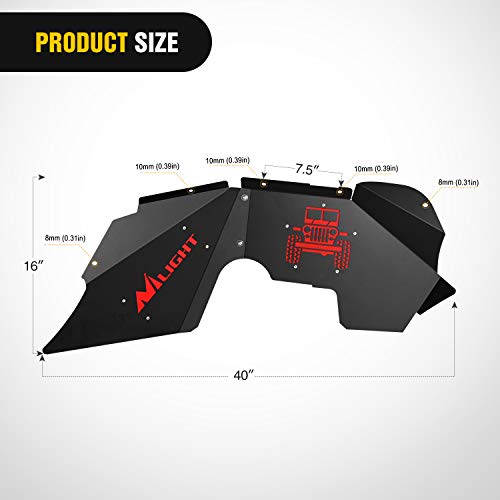 Image of Nilight Front Inner Fender Liners Compatible with 2007-2018 Wrangler JK & JKU Unlimited Bolt-on Style Fender Flares