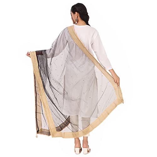 Image of Traditions Bazaar Women's Net Zari Border Dupatta