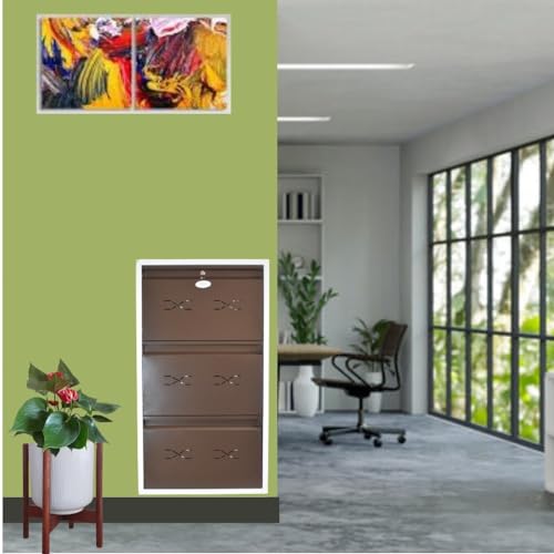 Image of I Metal Shoe Rack I Slim and Wall Mounted I 3 Shelves (Brown Colour) I Coad LC 2M-03 BR I Height 43 Inchs, Width 24 Inchs, Depth 5.5 Inchs I 3 Years Warranty.