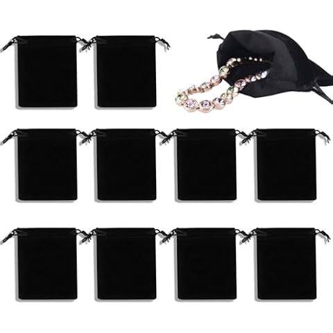 10 Pcs Black Velvet Jewellery Pouches Cover