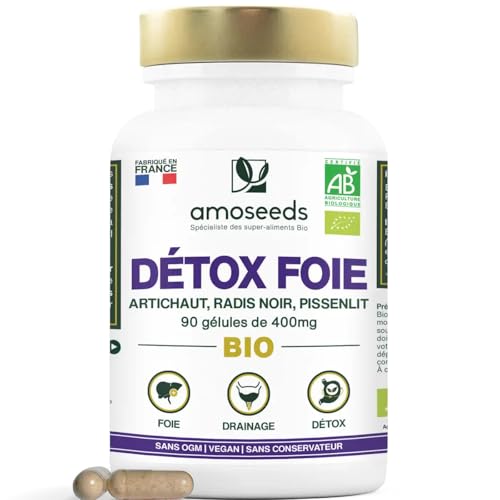 Détox Foie BIO | Puissant Détoxifiant, Draineur, Améliore la Digestion | Artichaut, Radis Noir, Pissenlit | 90 Gélules Vegan | Qualité Supérieure, Fabriqué en France