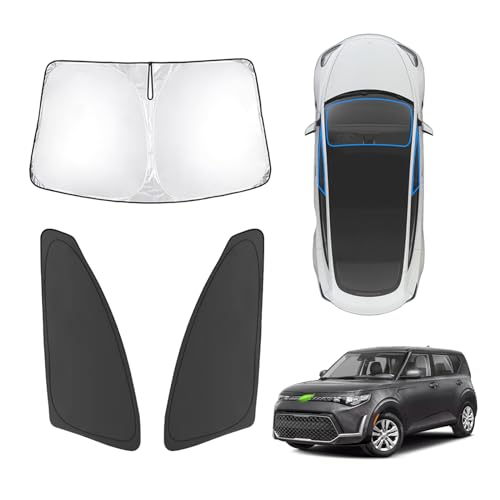 Karltys 3PCS Windshield Sun Shade for 2020-2025 Kia Soul, 210T Reflective Front and Side Window...