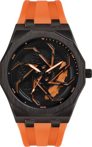 Image of ON TIME OCTUS Spinning Car Wheels Gyro Men's Sport Watch| Rotating Wheel Dial Silicone Strap Analog Luxury Watches for Boy's and Men -MN-259