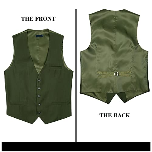 Image of Enlision Men's Suit Vest Business Formal Dress Waistcoat Solid Color Vest for Suit or Tuxedo