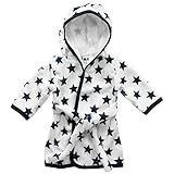 [page_title]-NINI Baby Bademantel Jungen navy weiß | Motiv: Sterne | Bademantel mit Kapuze für Neugeborene & Kleinkinder | Größe: 6-12 Monate (74/80)