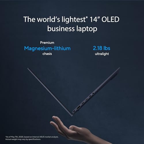 Image of ASUS ExpertBook B9 OLED, Intel vPro Essentials with Intel Core 7 Processor, 16GB LPDDR5X RAM, 512GB NVMe PCIe 4.0 SSD, Wi-Fi 6E, Windows 11 Pro, Star Black, B9403CVA-XVE74