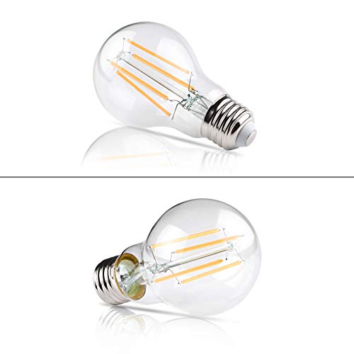 Ascher 60 Watt Equivalent, E26 Led Filament Light Bulbs, Warm White 2700K, Non-Dimmable, Classic Clear Glass, A19 Led Light Bulb With 80+ Cri, 6-Pack #TOP6