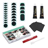 Fahrrad Reifen Flickzeug Reparaturset - schlauch Reparaturset, mit 24 Vulkanisiert Flicken, Tragbarer Aufbewahrungsbox, Schleifpapier und Buntstifte - für Radfahrer, BMX und Aufblasbaren Gummi (Grün)