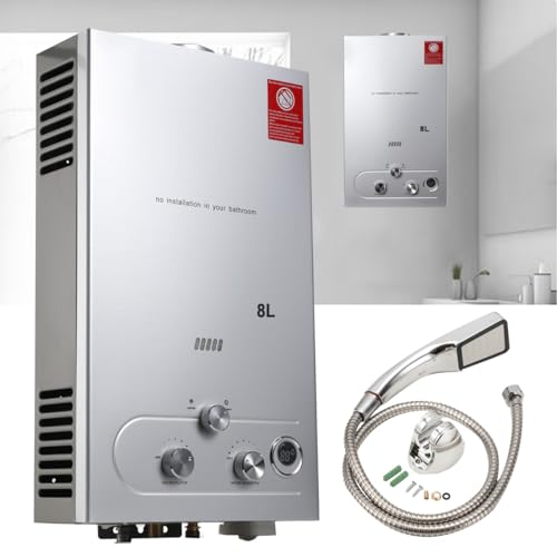 ECUTEE Chauffe eau instantané gaz LPG 8L 16kW propane Chauffe-eau gaz Tankless Chaudiere Avec...