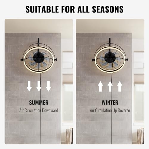 Siljoy 21 Inch Wall Mount Fan, 6-Speed Wall Fan With Remote And Led Light, Timer, Industrial Wall Mounted Fan Indoor Ceiling Fan For Bedroom thumb #3