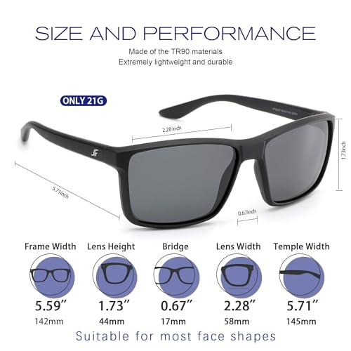 Image of Men's Polarized Sunglasses, Square Rubber Frame Carbon Fiber Temple Fishing Driving Sun Glasses UV Protection RFS8205